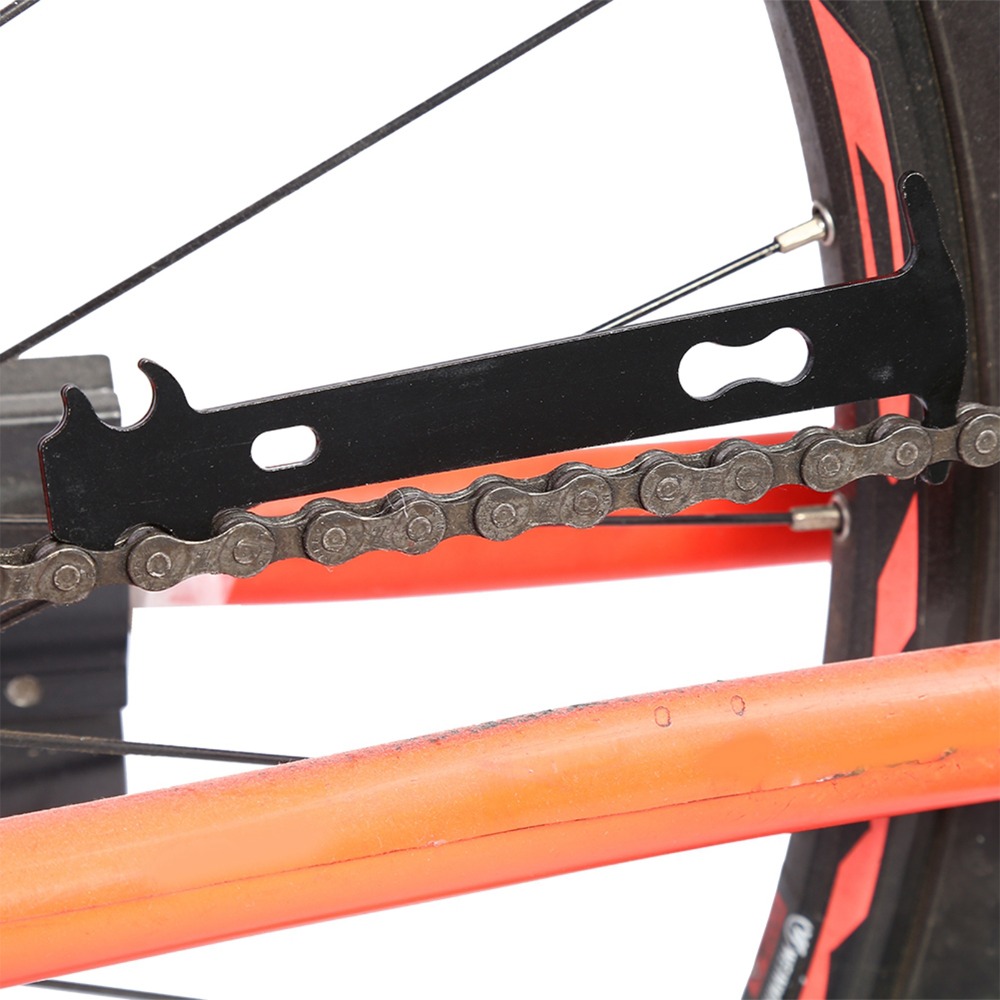 Lightweight Carbon Steel Bike Chain Wear Checker, Black Indicator Tool, Easy-to-Use Chain Wear Ruler