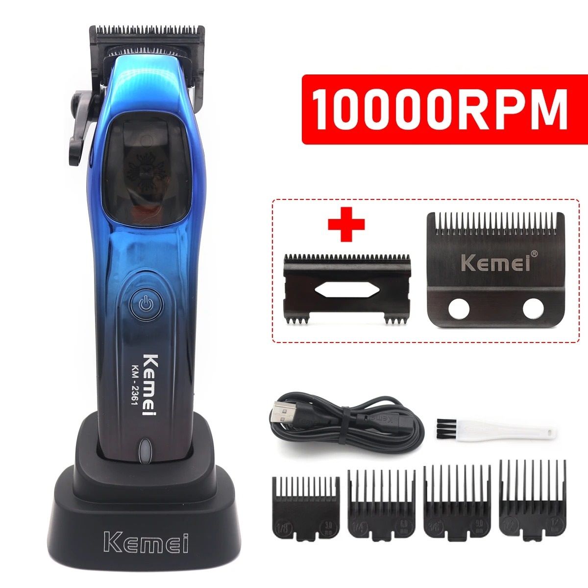 Professional Cordless Hair Clipper with 10000RPM Magnetic Motor and DLC Blade