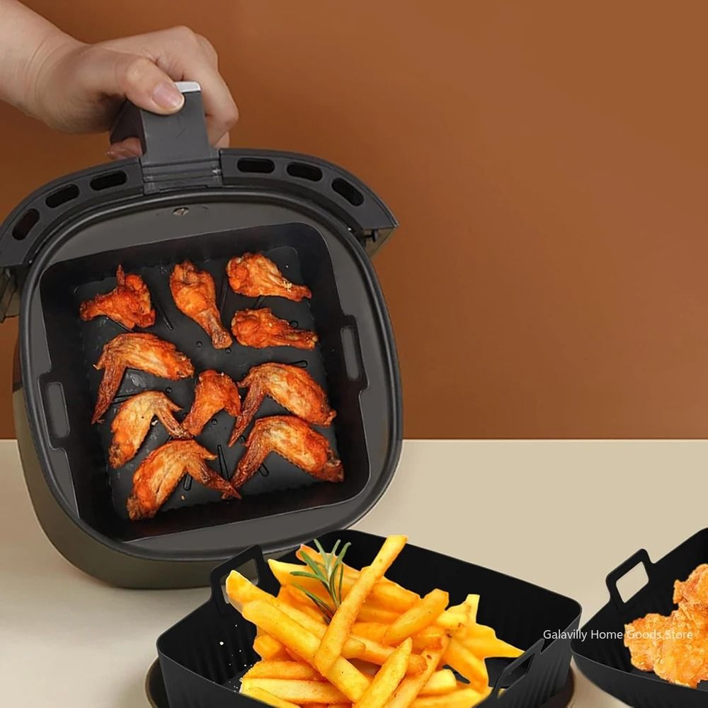 Reusable Silicone Air Fryer Liner Square Baking Tray for 6 to 8 Qt Fryers