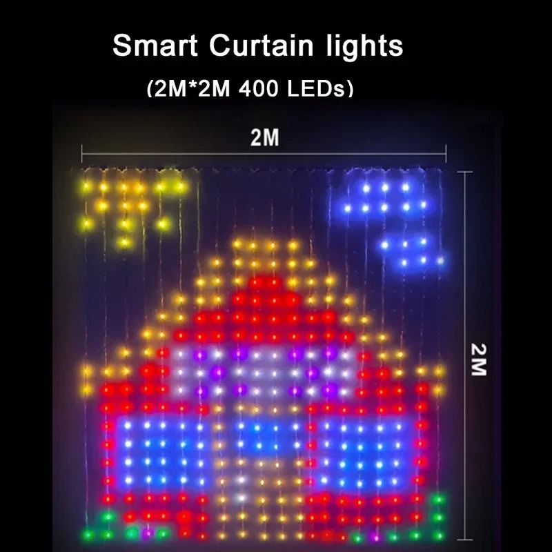 Smart RGB Curtain LED Lights with App Control and Music Sync
