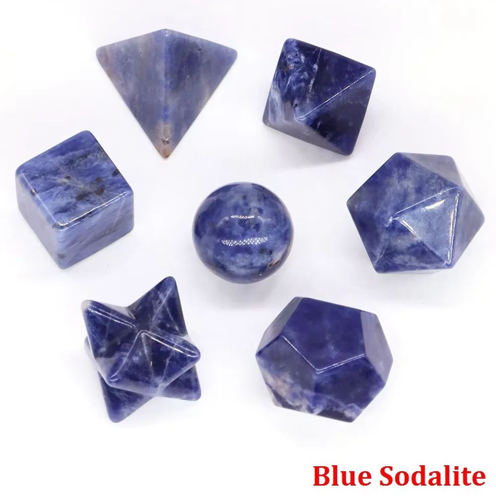 7 Piece Sacred Geometry Crystal Set Platonic Solids