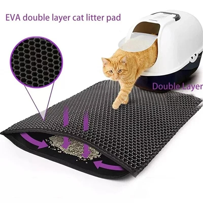Double Layer Waterproof Cat Litter Mat Non Slip Pet Litter Box Pad