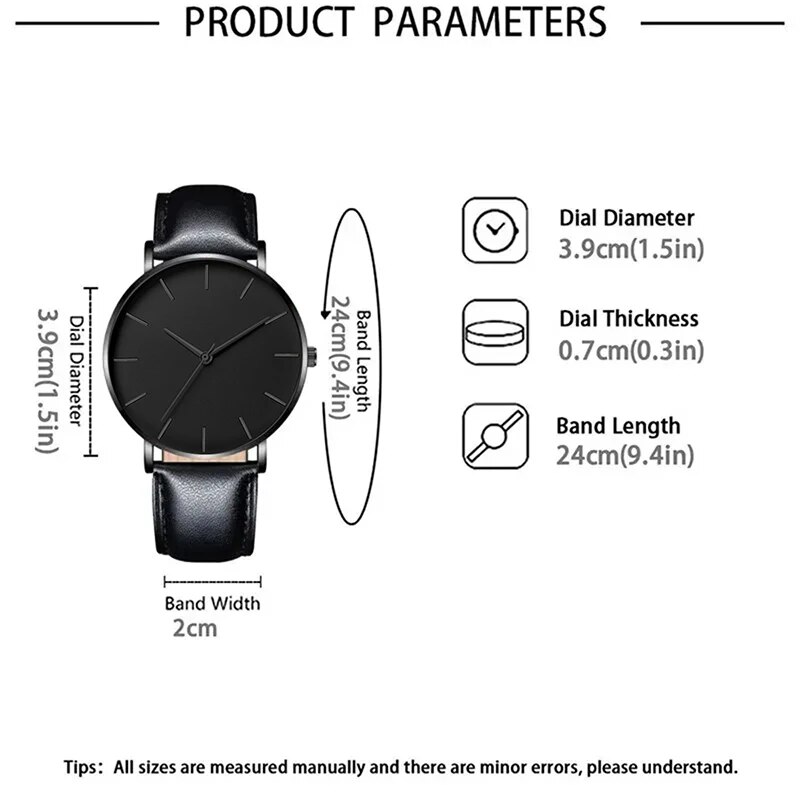 Fashion Mens Quartz Wristwatch, Luxury Leather Bracelet, Casual Business Watch
