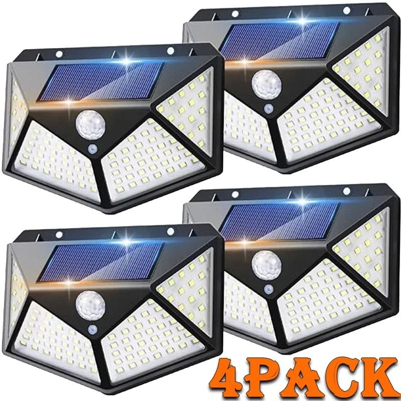 100 LED Solar Wall Lights Outdoor Motion Sensor Solar Powered Garden Lamp