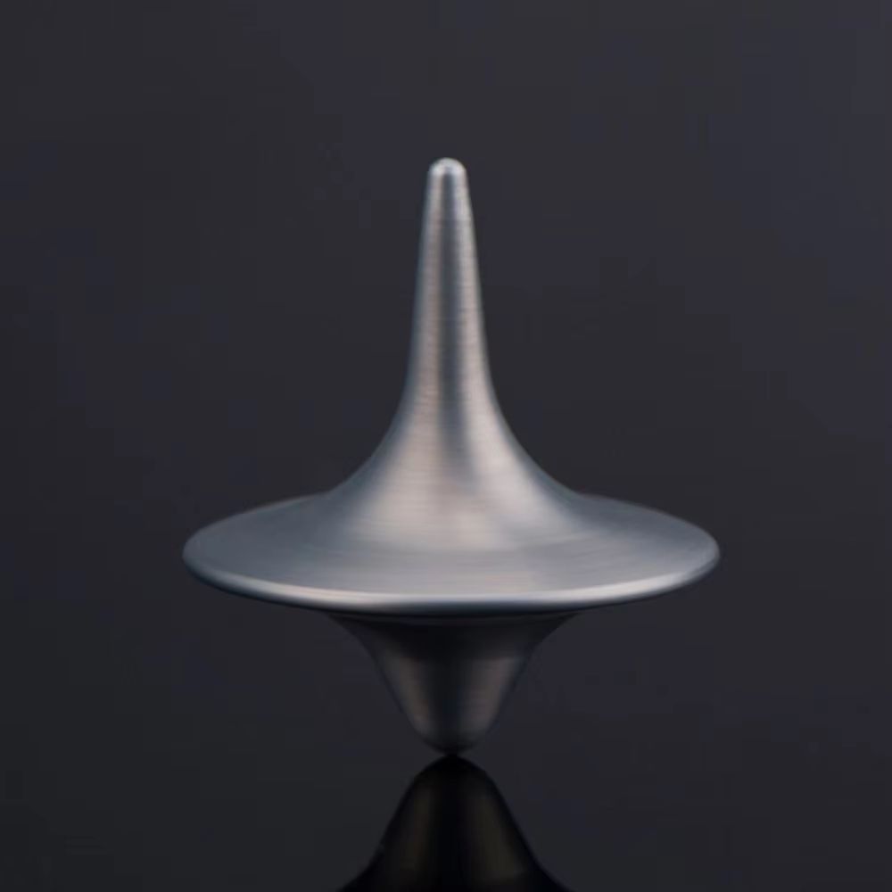 Metal Gyro Precision Silver Spinning Top with Movie Totem Print