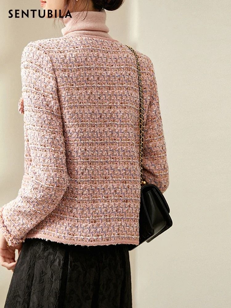 Elegant Textured Tweed Winter Jacket