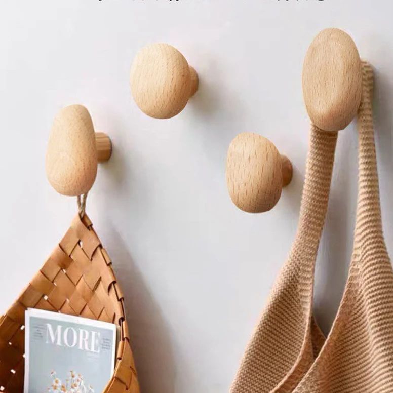 Scandinavian Wooden Wall Hook Pebble Style Coat Hanger