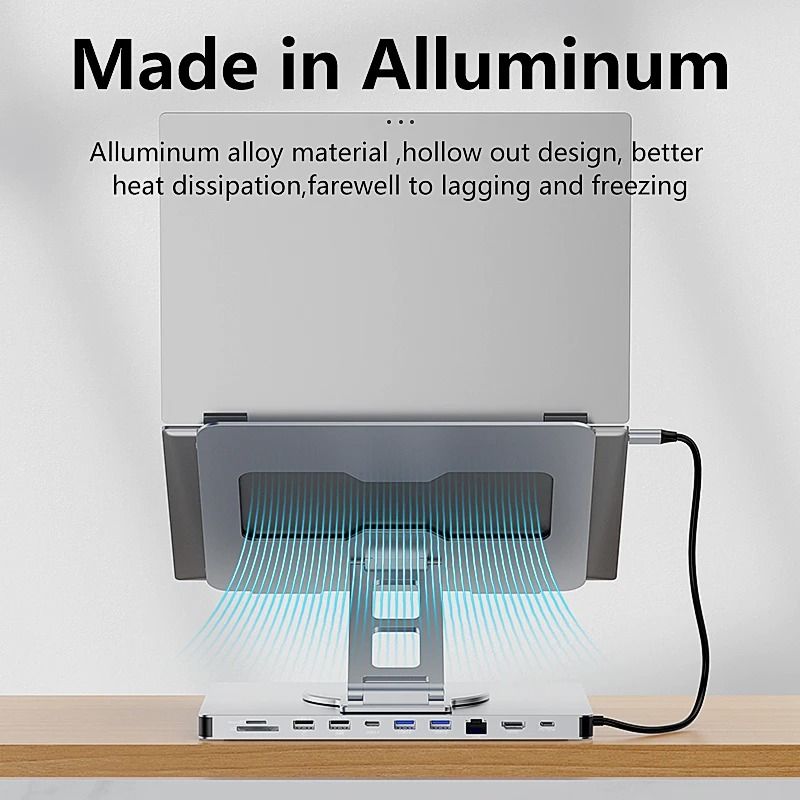 Blueendless 10 in 1 iPad Holder Docking Station with 4K USB C Hub
