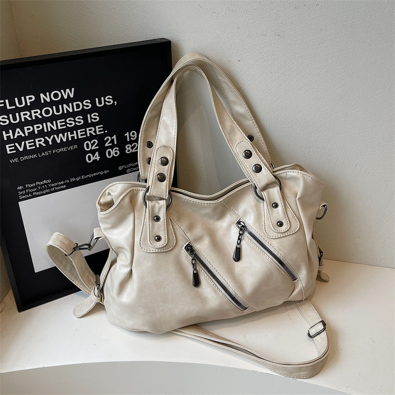 Elegant PU Leather One Shoulder Bag Large Capacity Tote Crossbody Handbag