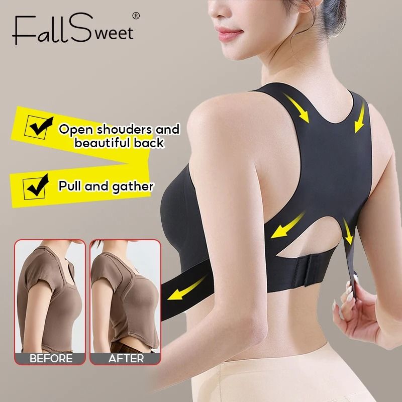 Wireless Posture Correction Bra for Women Seamless Push Up Bralette with Cross Back Support