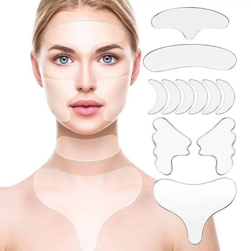 Reusable Silicone Anti Wrinkle Face and Neck Patches Set