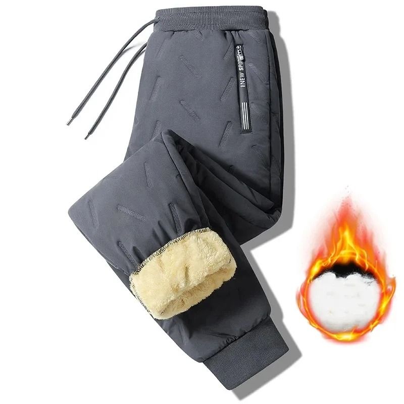 Winter Thickened Women Pants – Warm Plush Straight-Leg Trousers with Drawstring Waist
