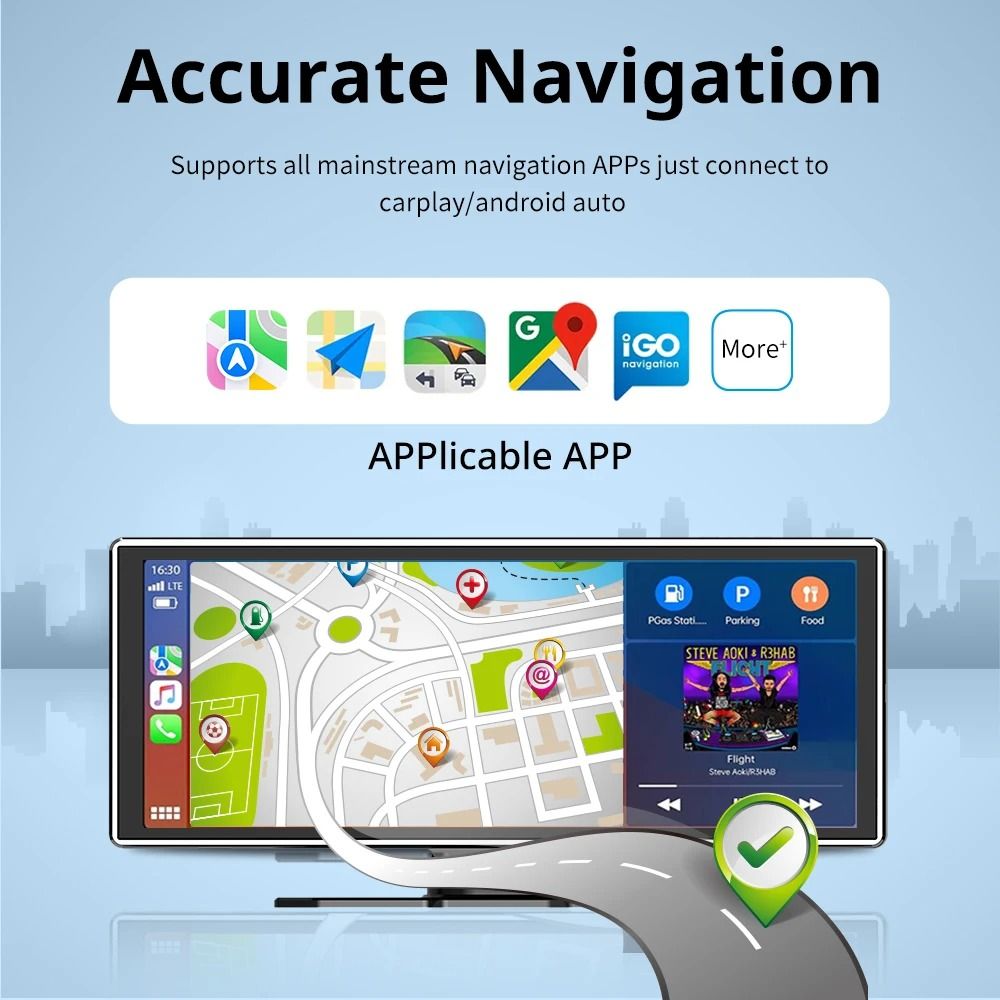 11.26 Inch Touchscreen Car Multimedia Video Player with Dual Lens DVR and Wireless CarPlay