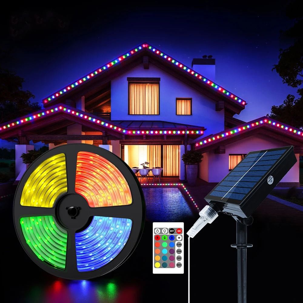 5050 RGB Solar Strip Outdoor LED Color Decorative String Light for Garden and Home
