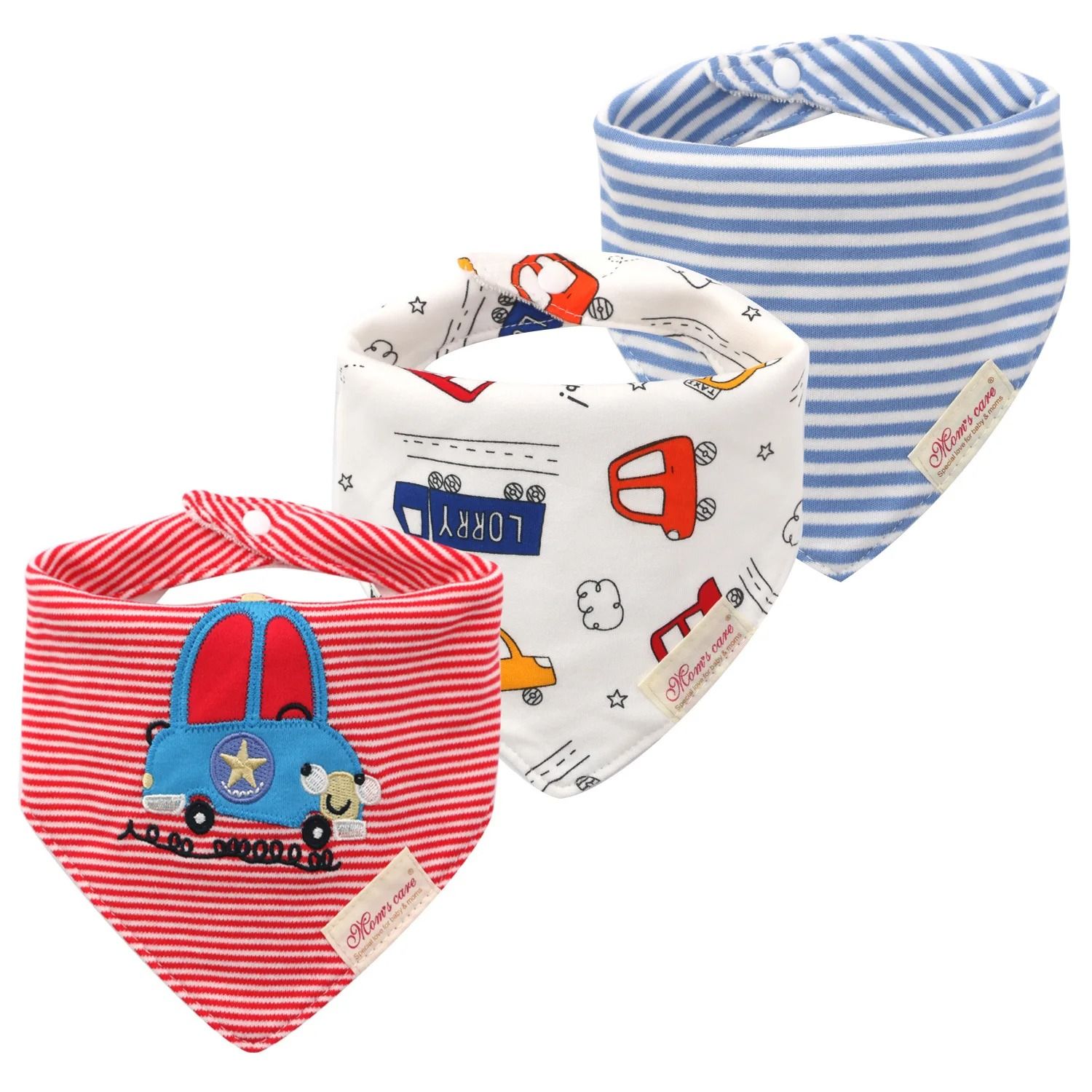 3-Piece Baby Saliva Towel & Triangle Bandana Bib Set for Boys & Girls