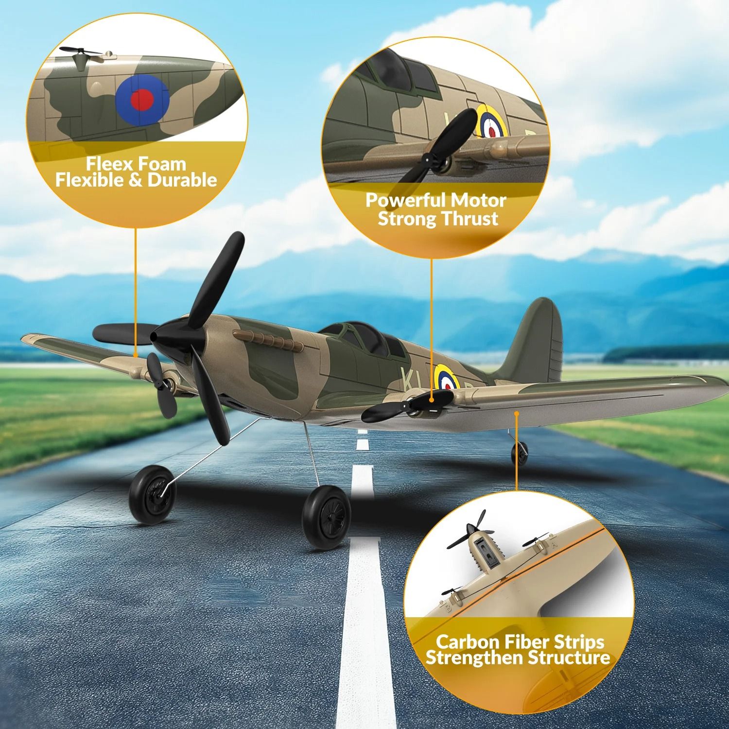 2.4G 3 Channel RC Airplane with Gyro Stabilizer and Foam Fixed Wing