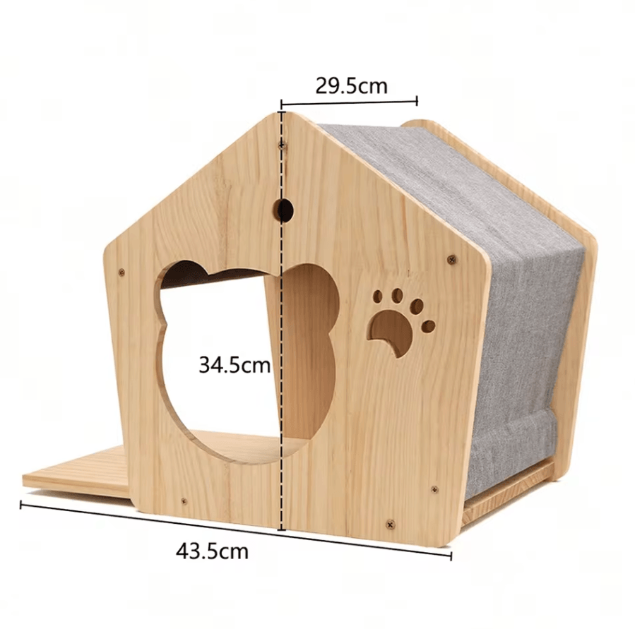 Wall Mounted Wooden Cat Climbing Shelves with Sisal Scratching Post Hammock and Pedals