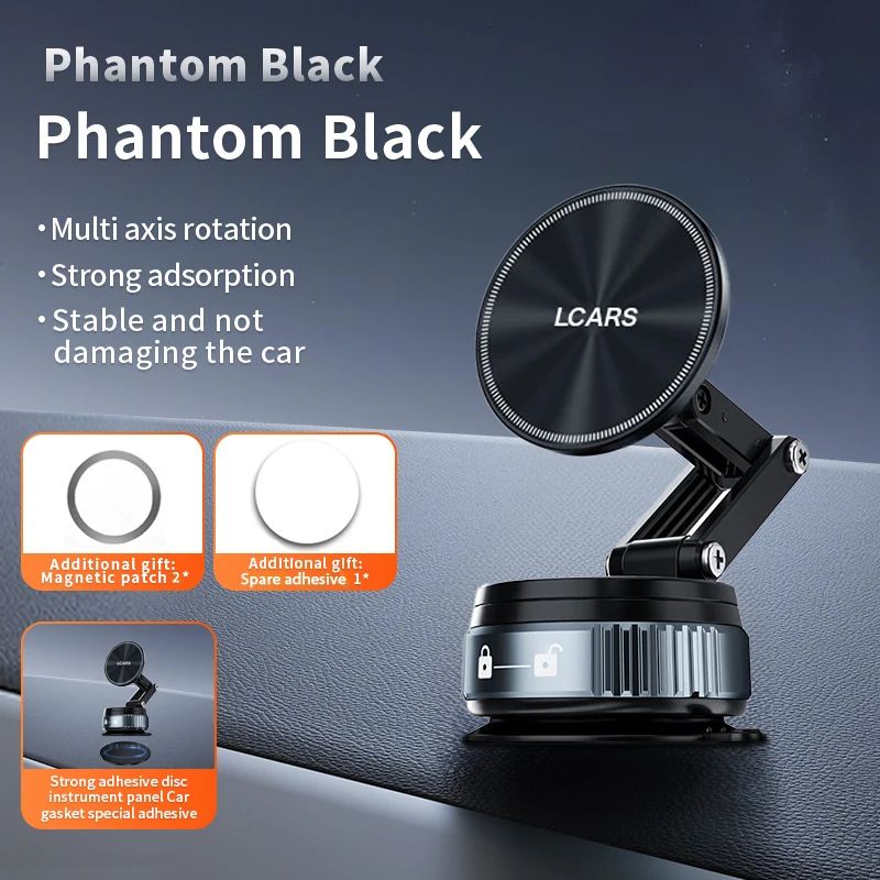 FlexGrip Magnetic Car Phone Holder – Foldable 360° Vacuum Suction Dashboard & Windshield Mount