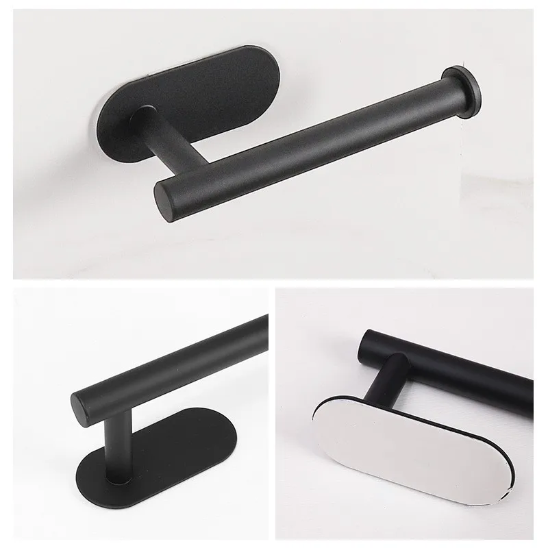 Stainless Steel No Punching Wall Mounted Toilet Paper Holder, Rustproof Bathroom Kitchen Roll Paper Holder