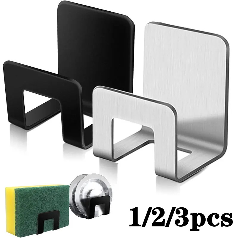 Self Adhesive Sink Sponges Racks Kitchen Stainless Steel Drain Drying Storage Holder