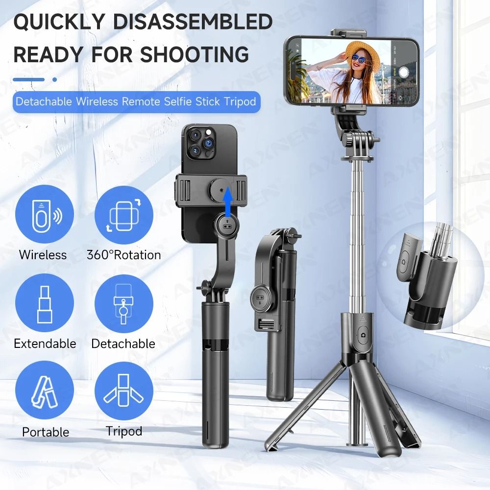360 Degree Selfie Stick Tripod with Bluetooth Remote and Fill Light