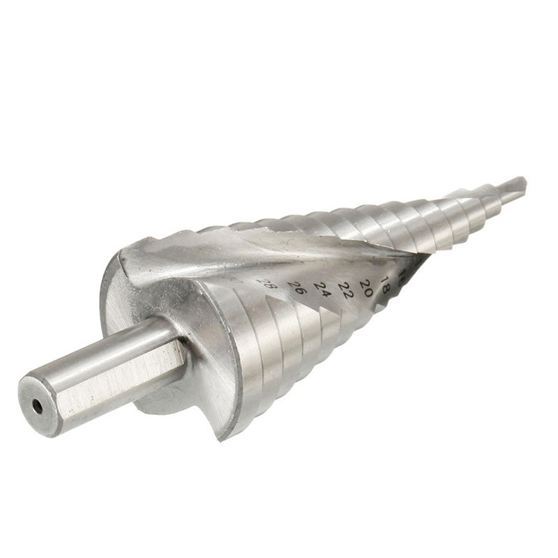 Step Drill Bit HSS Titanium Coated Spiral Groove Pagoda Design for Wood & Metal
