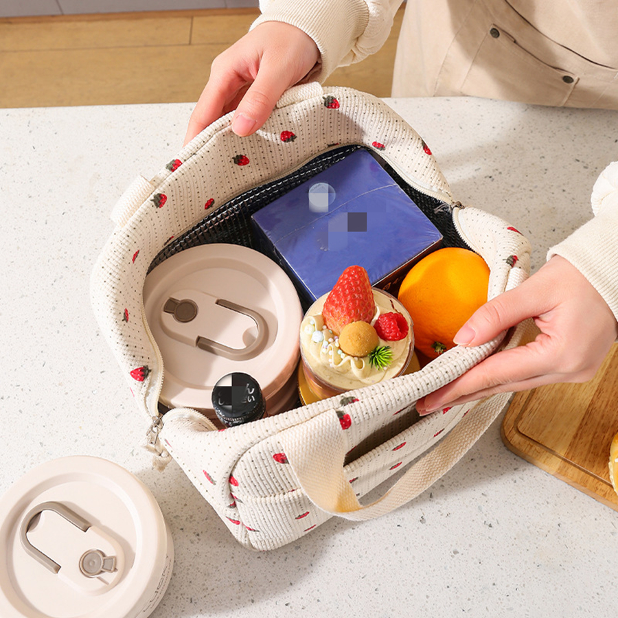 Floral Insulated Lunch Bag Portable Waterproof Thermal Cooler Tote for Office and Travel