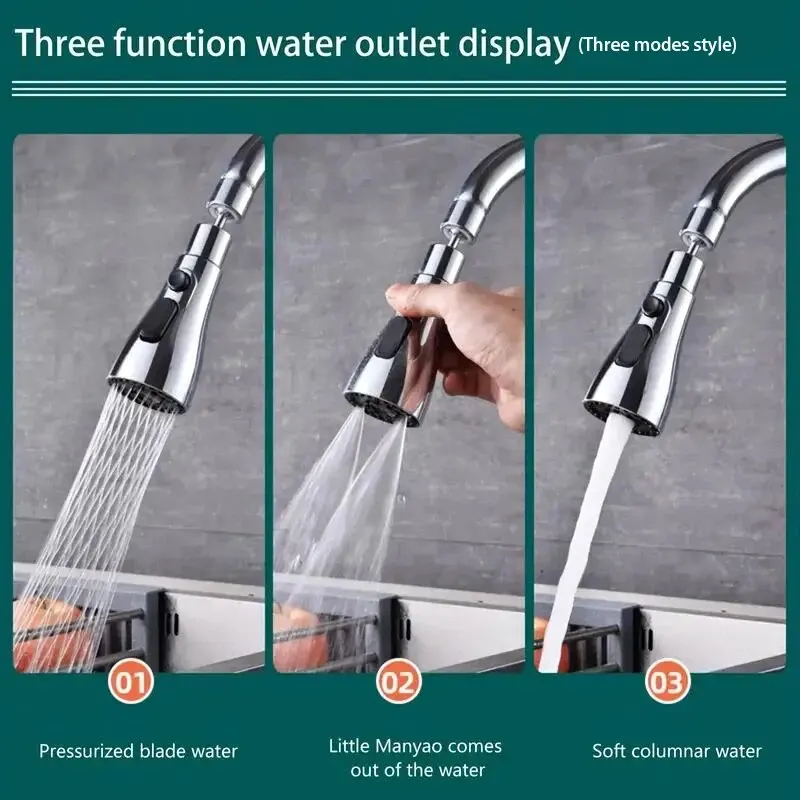Faucet Extender Water Saver Boosting Splash Prevention Three Modes Extended Shower Spray Filter