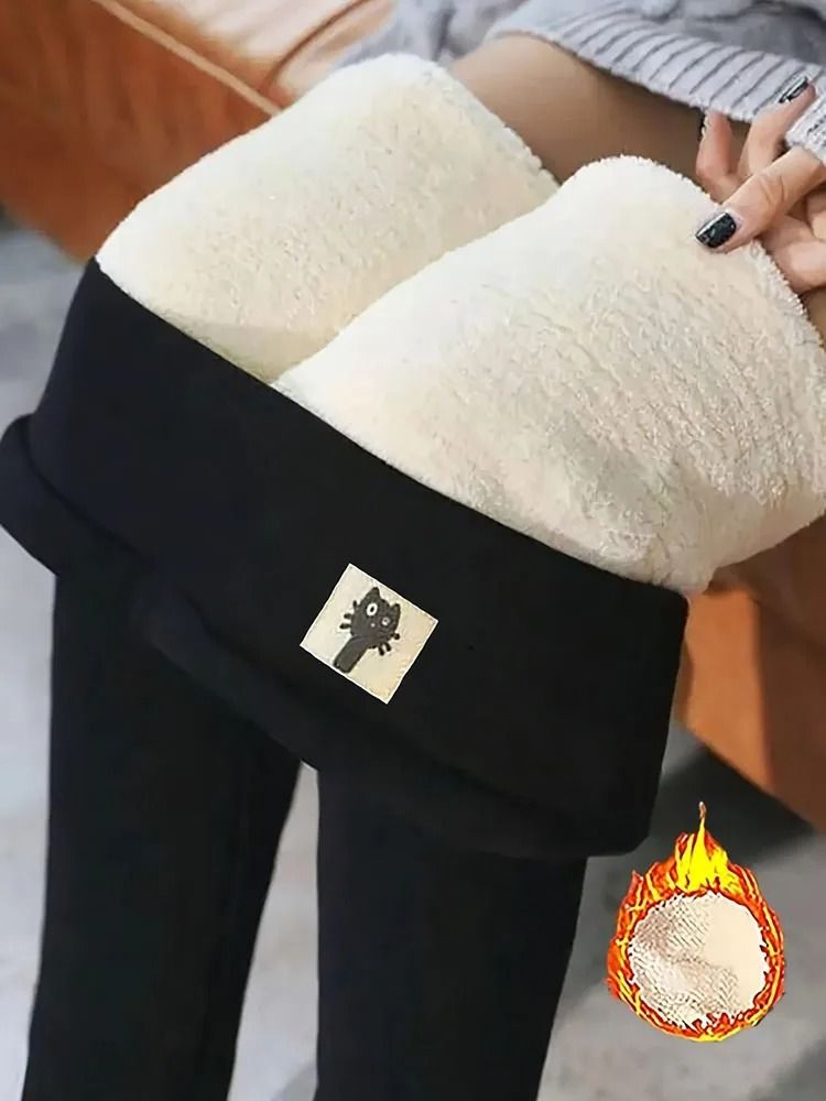 Women Winter High Waist Fleece Lined Warm Leggings Slim Fit Pants
