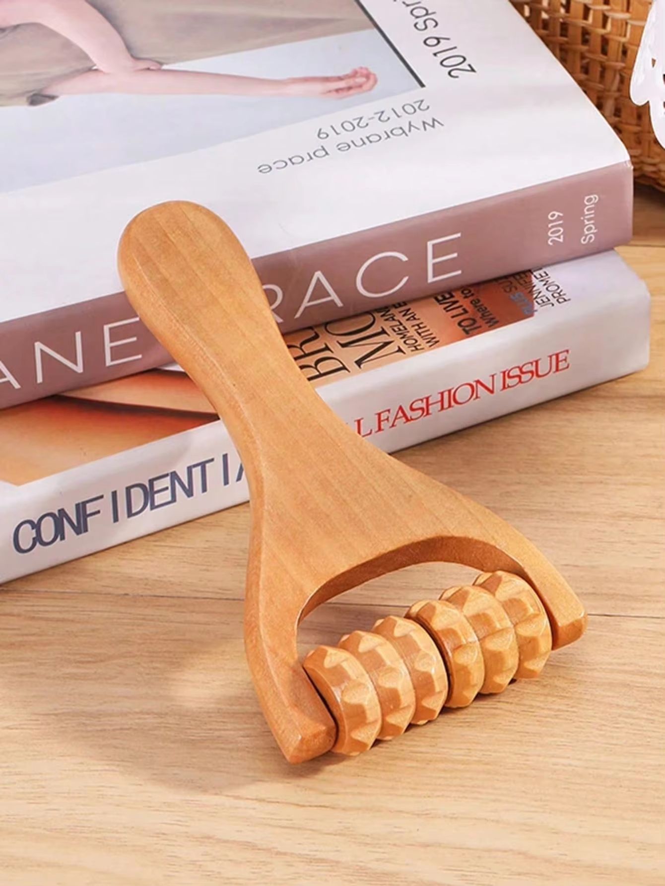 Natural Wooden Roller Body Massager for Neck, Shoulder & Relaxation Therapy