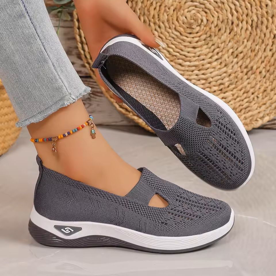 Womens Breathable Knit Sneakers Low Top Casual Shoes