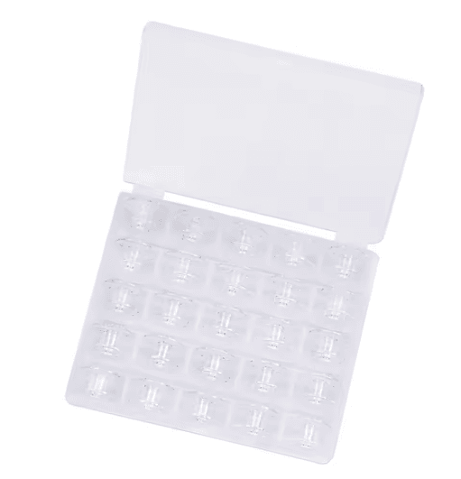 25 Piece Clear Plastic Bobbin Set with Storage Box Sewing Machine Accessories