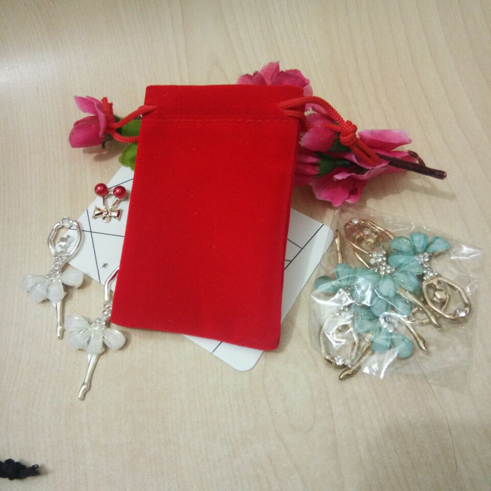 Jewelry Charms Velvet Bags Drawstring Gift Pouches Display Packaging