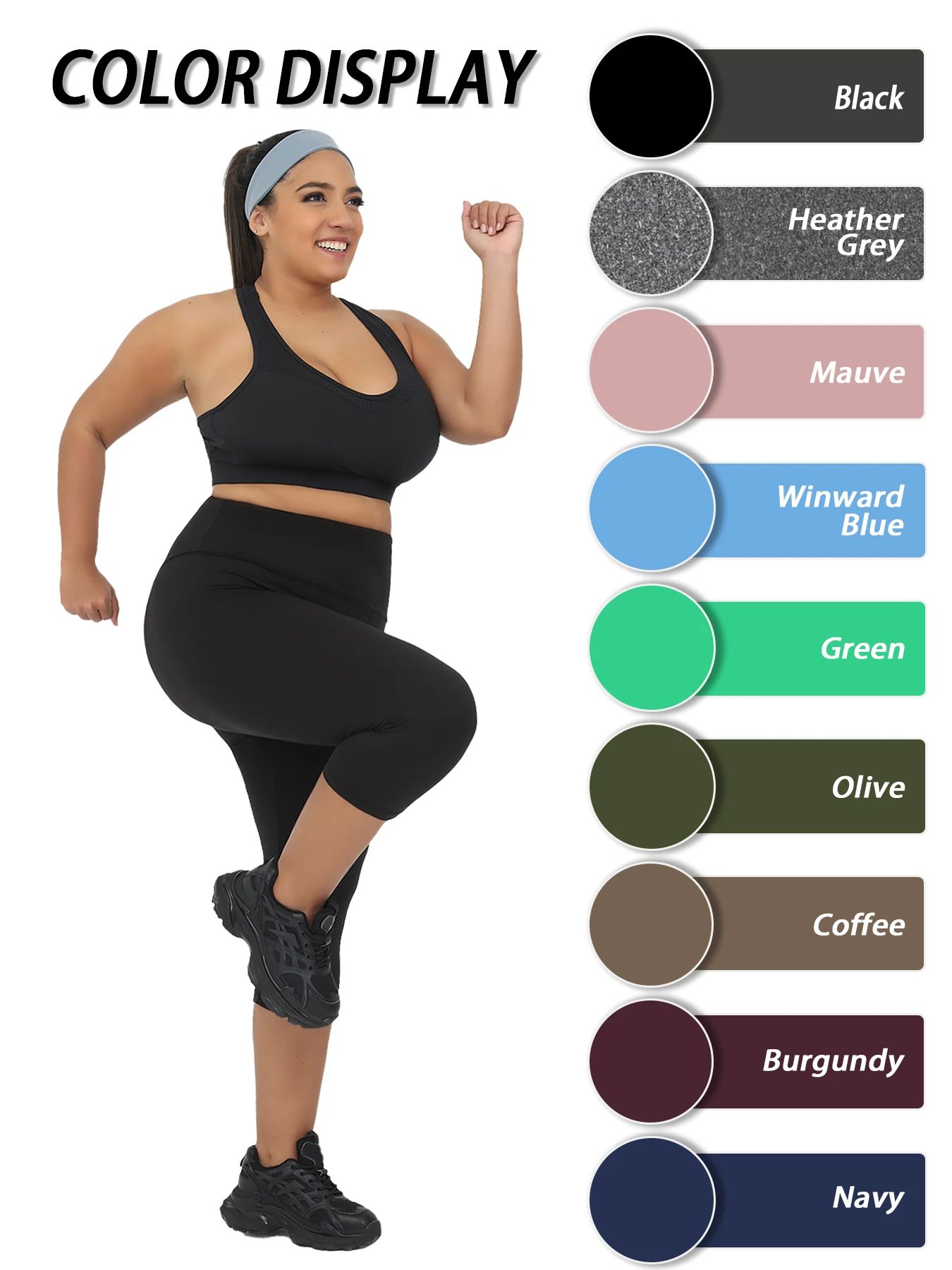 Plus Size High Waisted Yoga Capri Leggings for Women – Super Soft Tummy Control No See Through Workout Running Pants