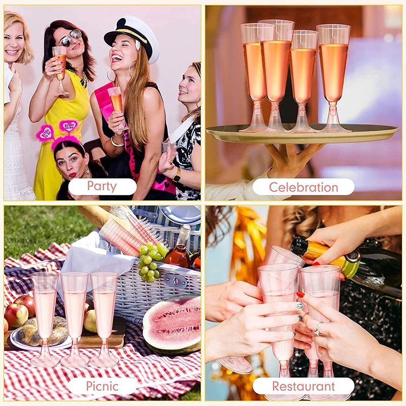 10-Piece Pink Disposable Champagne Flute Set