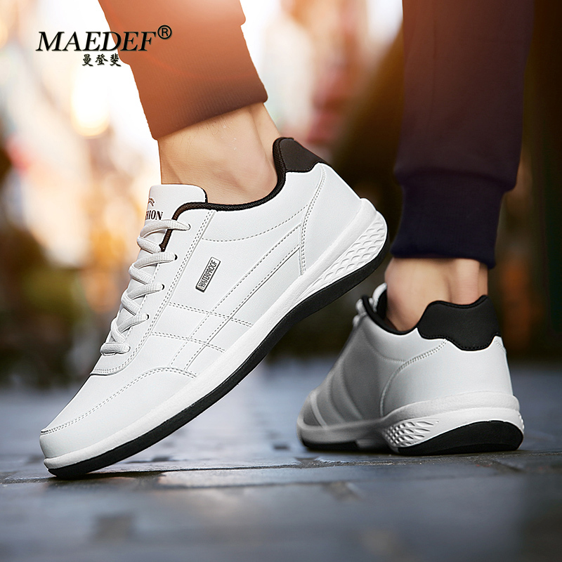 Waterproof Leather Sneakers for Men, Casual Comfortable Lace-Up Footwear, Vulcanized Mens Shoe Masculino