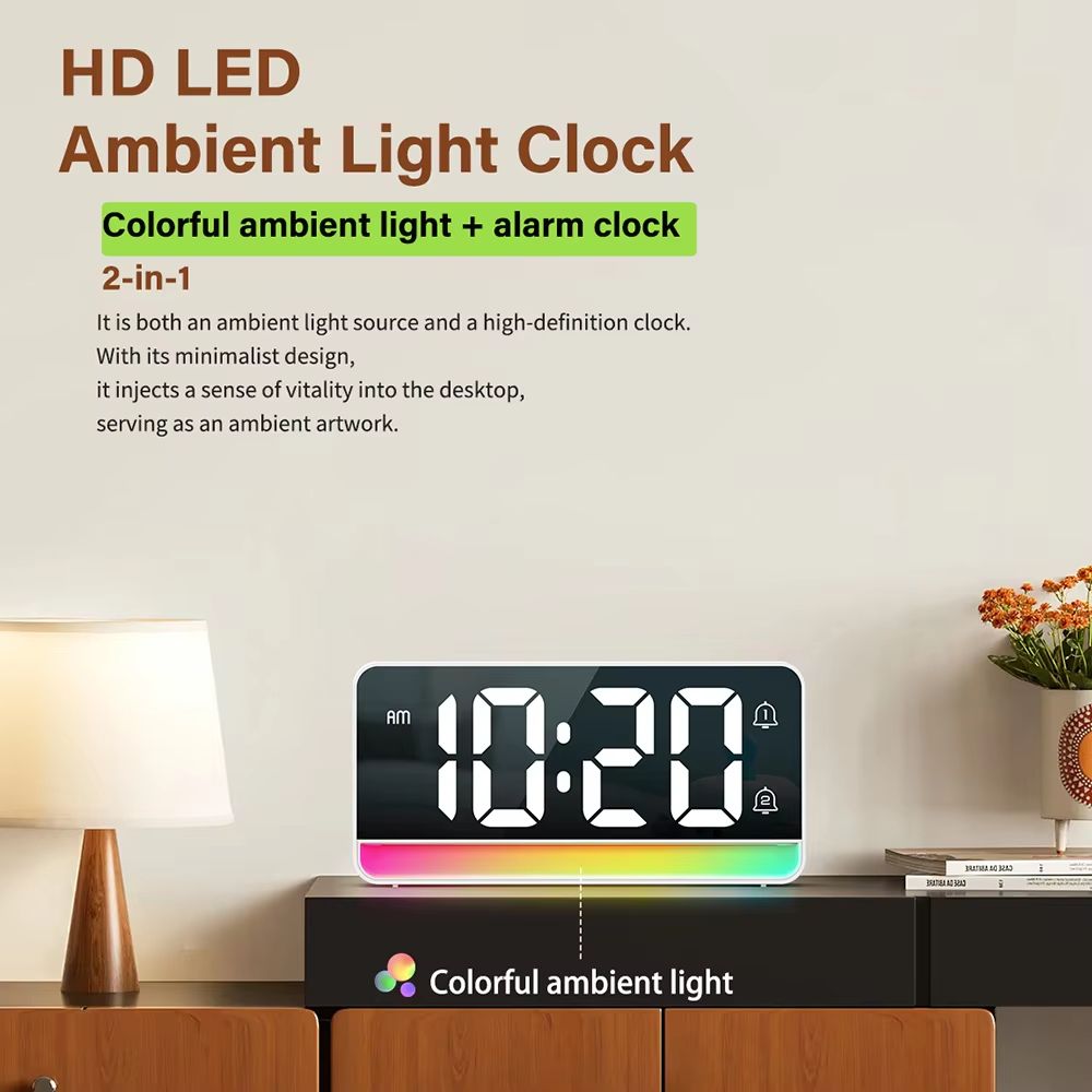 LED Digital Alarm Clock with Color Changing Night Light and Easy-Read Display