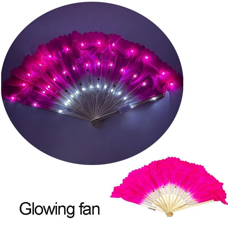 LED Folding Fan Light Up Hand Fan Glowing Party Festival Fan