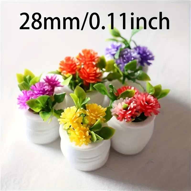 Mini Flower Pot Set Dollhouse Decor Artificial Plant Miniatures Desk Ornament