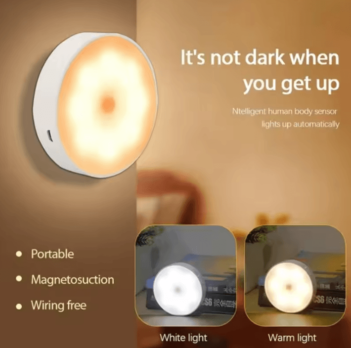 Rechargeable Motion Sensor Night Light – USB LED Wireless Closet & Cabinet Light