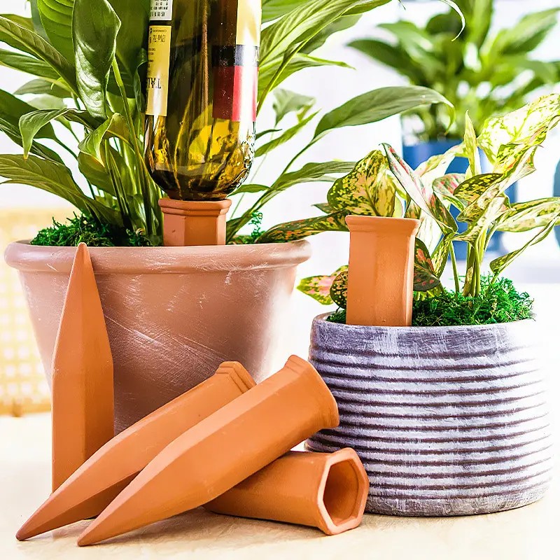Self-Watering Plant Stakes, Terracotta Automatic Plant Waterer Devices for Indoor & Outdoor Plants