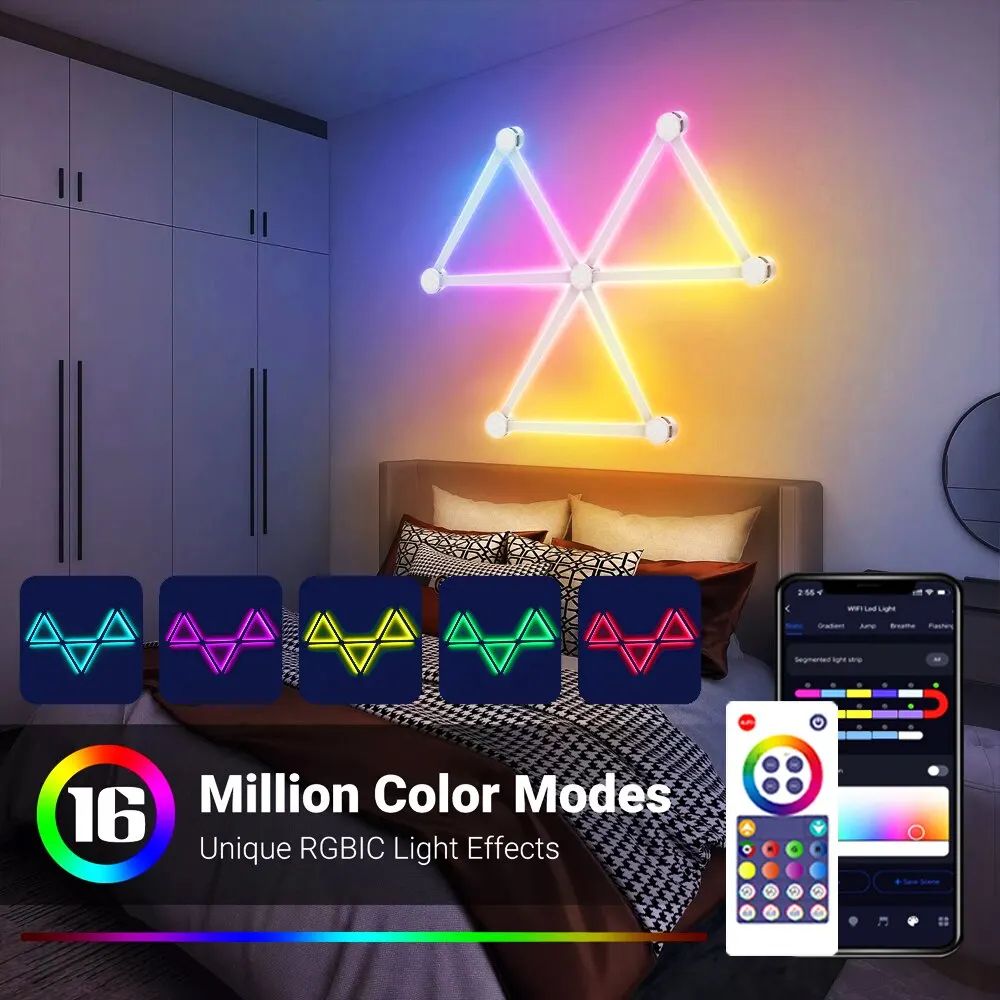 RGB Smart Wall Light Panels with Bluetooth Sound Control