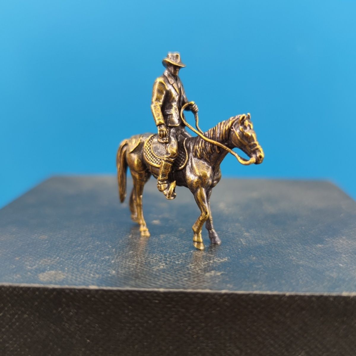 Vintage Brass Horse Figurine Miniature Desk Ornament for Home, Car & Bonsai Decor