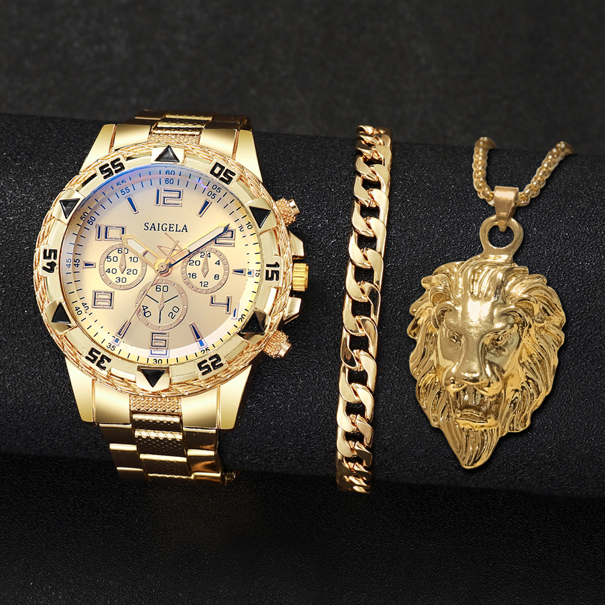 Fashion Steel Band Men Watches, Arabic Dial Man Business Watches, Jewellery Set Premium Gift