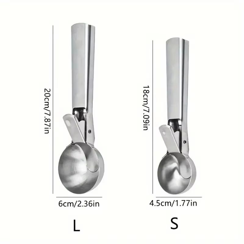 Premium Stainless Steel Ice Cream Scoop & Fruit Scoop – Multifunctional Kitchen Serving Tool