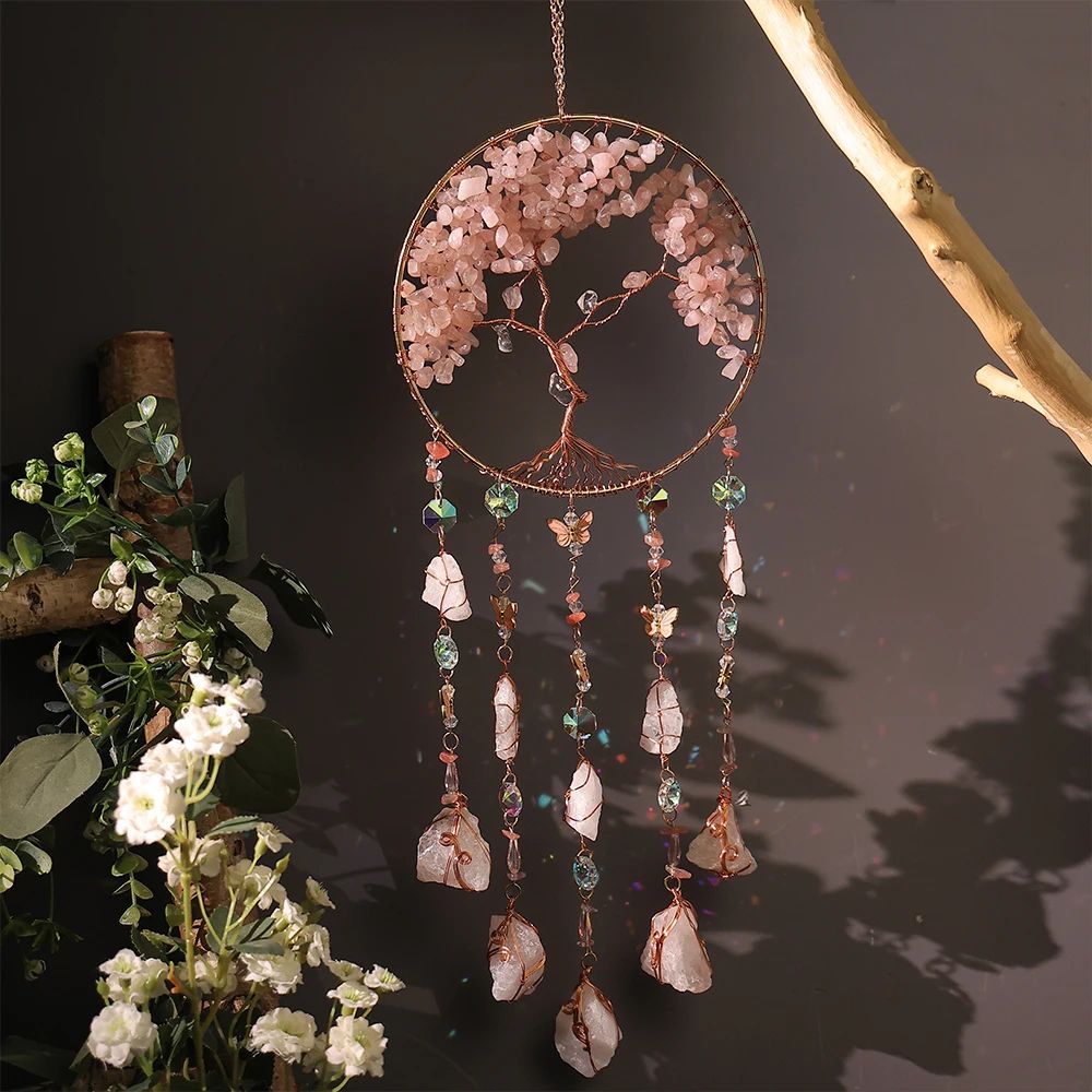 Agate Dream Catcher Crystal Wall Hanging Moon Sun Star Boho Decor
