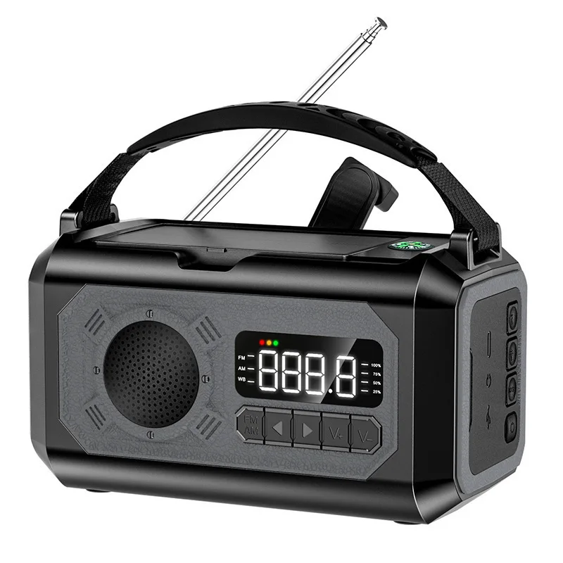 Solar Hand Crank Emergency Weather Radio with Dual Solar Panels and LED Reading Lamp