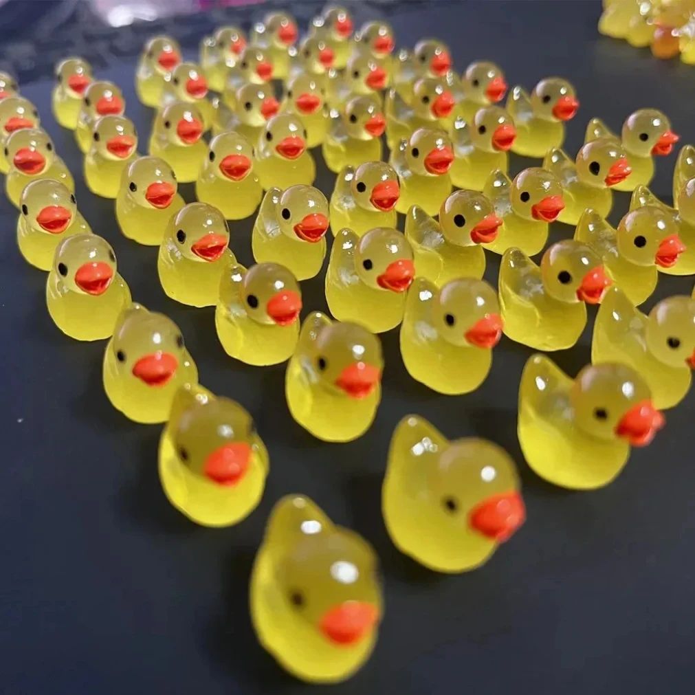 Glow in the Dark Mini Duck Figurines Micro Landscape Decor Set
