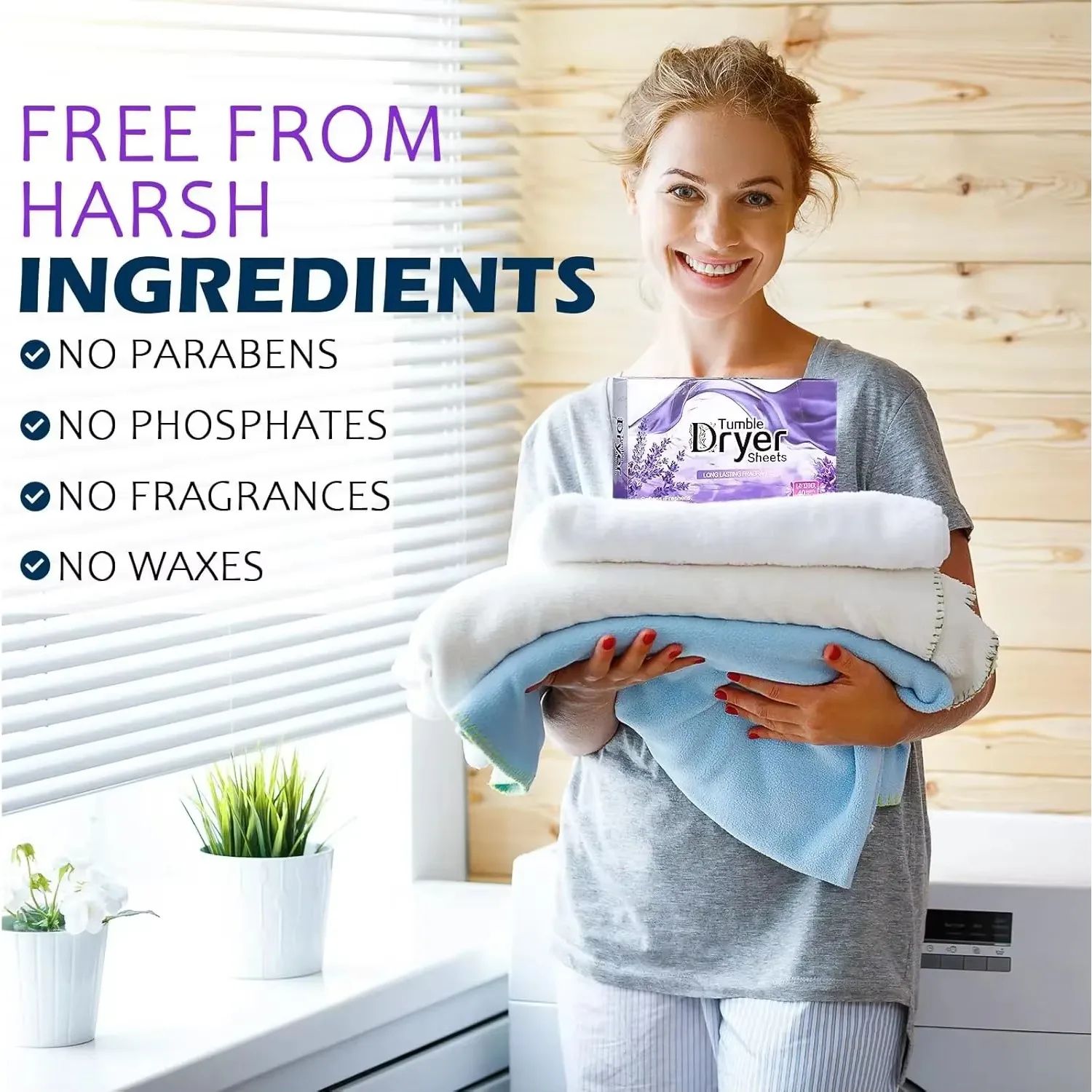 Natural Lavender Dryer Sheets Bulk – Plant-Based Fabric Softener + Fresh Scent Laundry Care