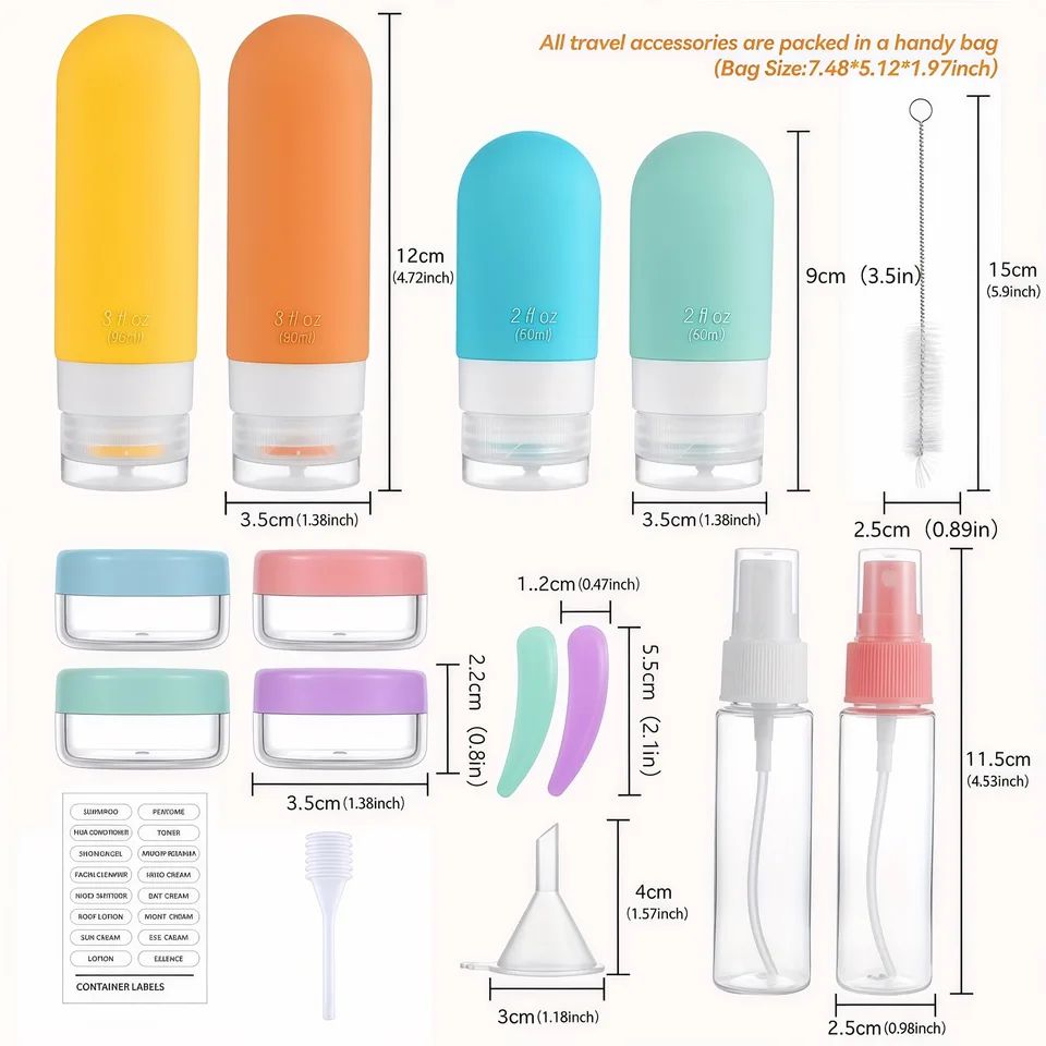 16 Pack TSA-Approved Silicone Travel Bottle Set